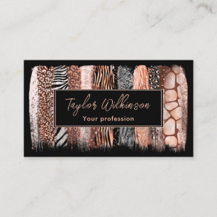 Carte De Visite Poster de animal Safari Rose Gold Brush Strokes