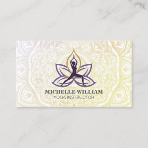 Carte De Visite Posture de Guerrier Motif Mandala Yoga