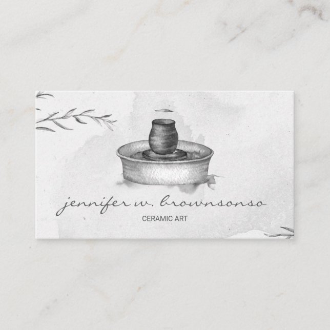 Carte De Visite Pot de fleur gris outil pour sculpteur céramiste (Devant)