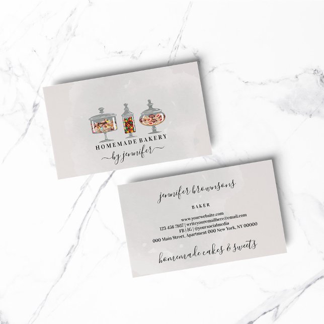 Carte De Visite Pot de friandises Mignonnes friandises Chocolat Bo (BAKERY PASTRY CHEF COOK CAKE event planner business)