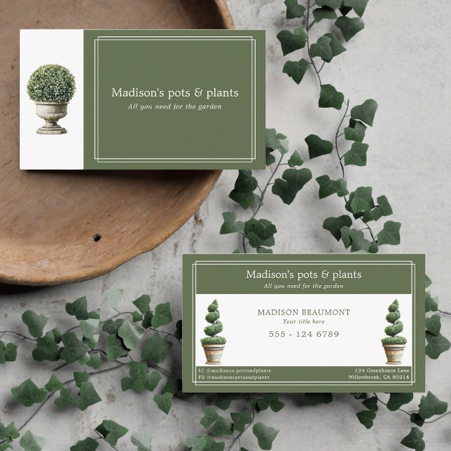 Carte De Visite Pot de plante élégant en aquarelle sur support en  (Créateur téléchargé)