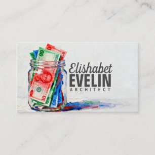 Carte De Visite Pot de verre peint rempli A87