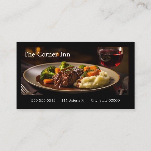 Carte De Visite Pot dîner rôti avec vin rouge (Devant)