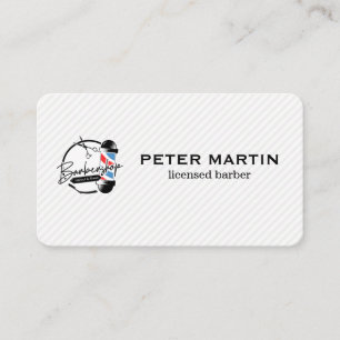 Carte De Visite Poteau de coiffeur et ciseaux   Logo de coupe de c
