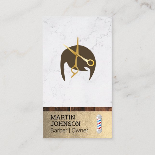 Carte De Visite Poteau en barbier | Ciseaux de barbier Cheveux élé (Devant)