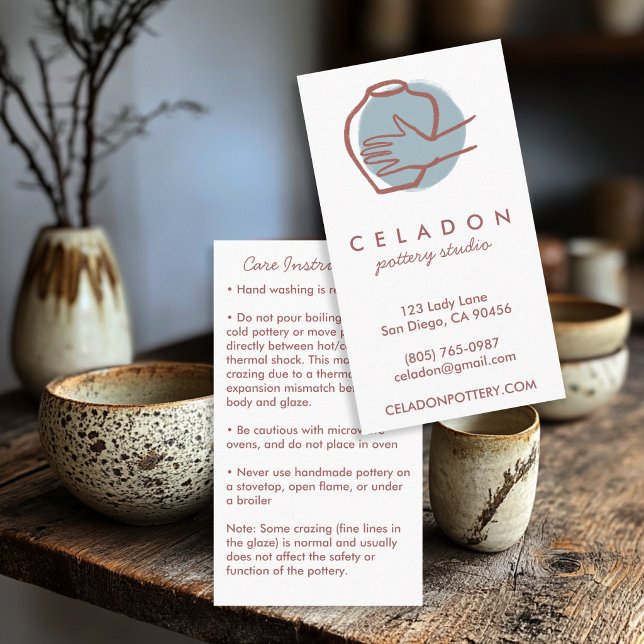 Carte De Visite POTERIE Céramiques Façon Main INSTRUCTIONS D'ENTRE (POTTERY Handmade Clay Ceramics CARE Card  Pottery Care Instructions Business Card
)
