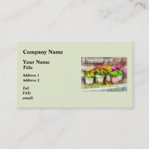 Carte De Visite Pots de fleurs avec des fleurs d'automne