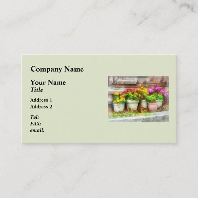 Carte De Visite Pots de fleurs avec des fleurs d'automne (Devant)