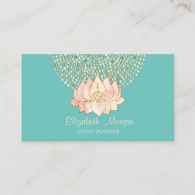 Carte De Visite Pots d'or professionnel élégant Lotus Mint Green (Devant)