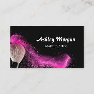 Carte De Visite Poudre de brosse de maquillage à la mode Noir Blan