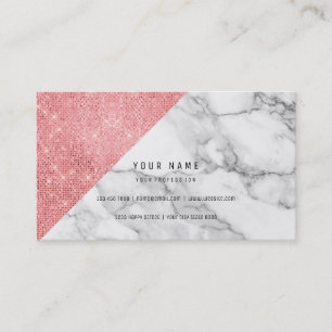 Carte De Visite Poudre Rose Or Faux Blush Vip Marble Gris