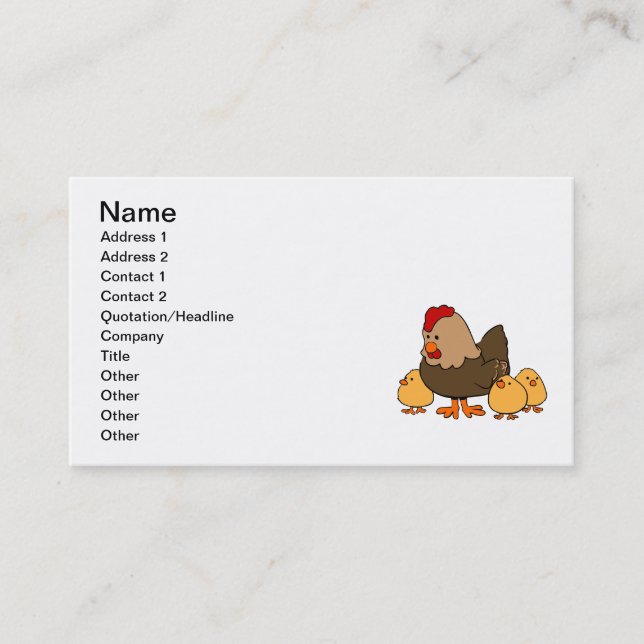 Carte De Visite Poule et poussins (Devant)