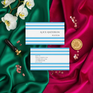 Carte De Visite Poule Simple Rayures Bleues Géométrique Chic