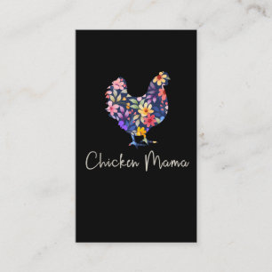 Carte De Visite Poulet maman poule fermier fleurs mignonette poule