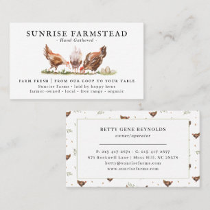Carte De Visite Poulets à l'aquarelle   Œufs frais de la ferme