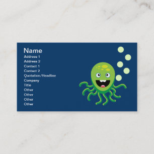 Carte De Visite poulpe verte drôle