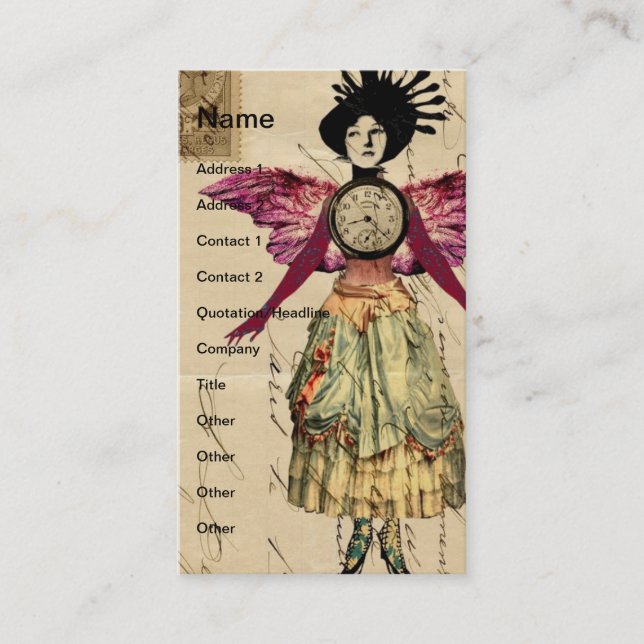 Carte De Visite Poupée Médiatique Mixte Avec Ailes Roses (Devant)