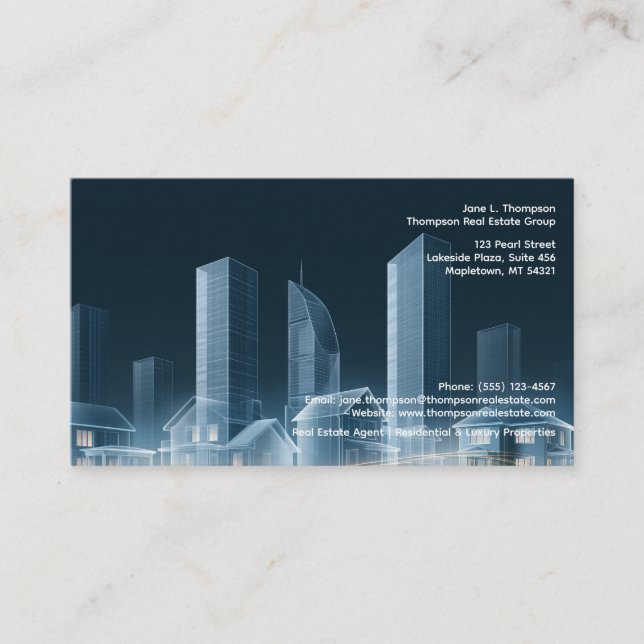 Carte de visite pour agence immobilière Skyline mo (Devant)