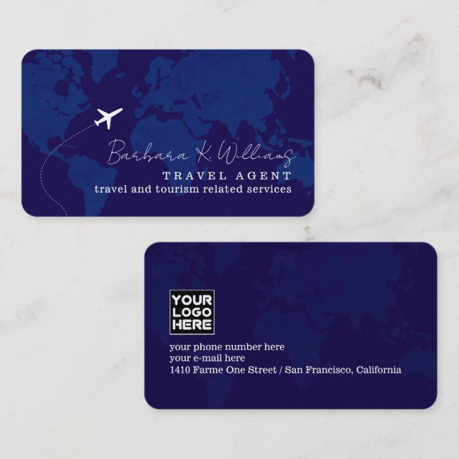 Carte de visite pour agents de voyages (Devant / Derrière)