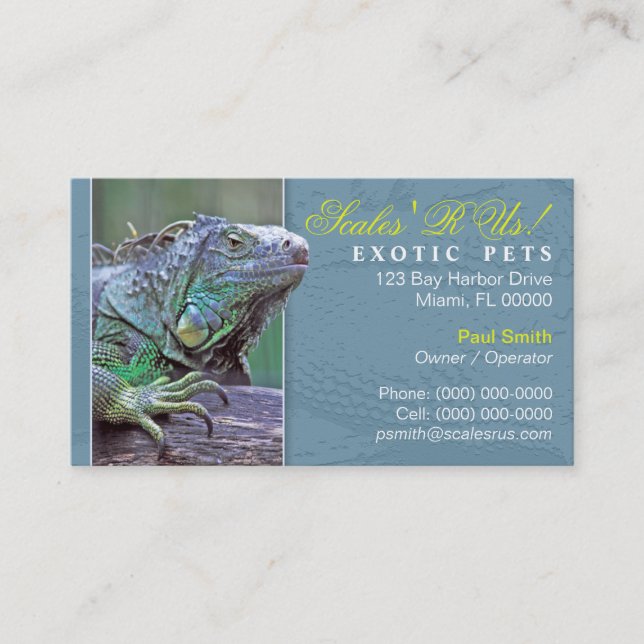 Carte de visite pour animaux exotiques (Devant)
