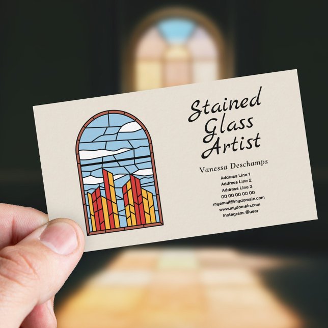 Carte de visite pour artiste en verre tendu (Business Card for Stained Glass Artist)