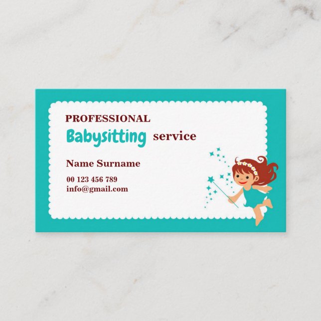 Carte de visite pour baby-sitter, garde d'enfants (Devant)