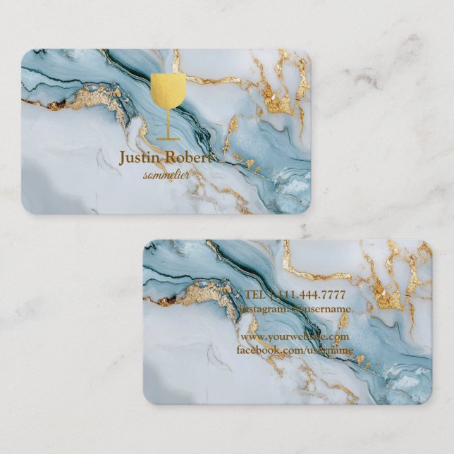 Carte de visite pour barman sommelier de vin de ma (Devant / Derrière)
