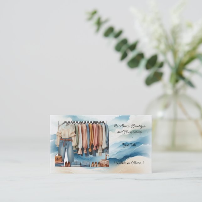 Carte de visite pour boutique de mode féminine et  (Debout devant)