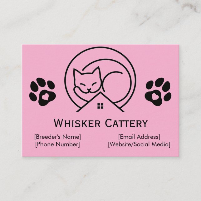 Carte de visite pour chatterie avec logo minimalis (Devant)