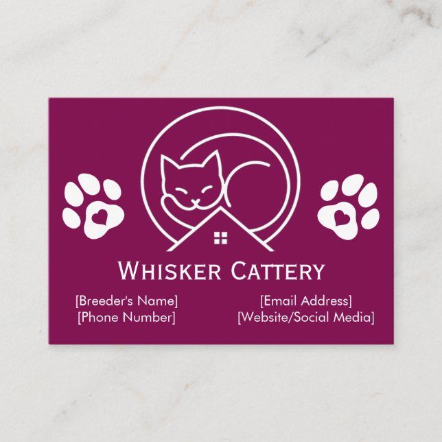 Carte de visite pour chatterie avec logo minimalis (Devant)