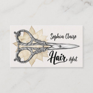 Carte de visite pour coiffeur de fleurs de ciseaux
