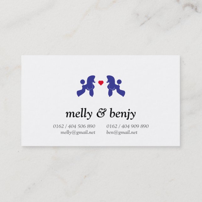Carte de visite pour couple de caniches – Minimali (Dos)