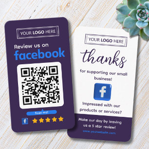 Carte de visite pour demande d'avis Facebook Rouge