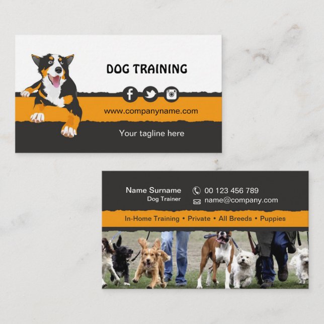 Carte de visite pour dresseur de chiens (Devant / Derrière)