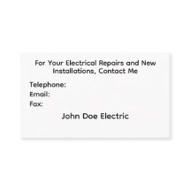 Carte de visite pour électriciens