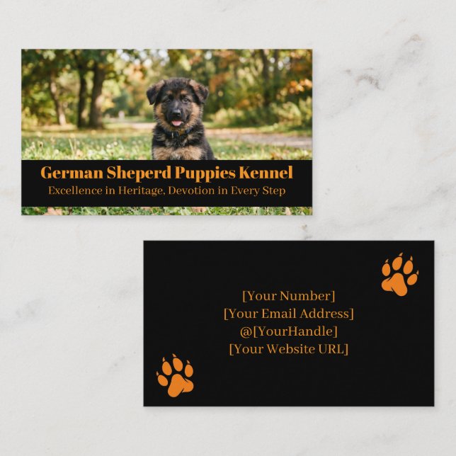 Carte de visite pour élevage de chiots Berger Alle (Devant / Derrière)
