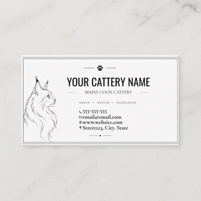 Carte de visite pour éleveur de Maine Coon minimal (Devant)