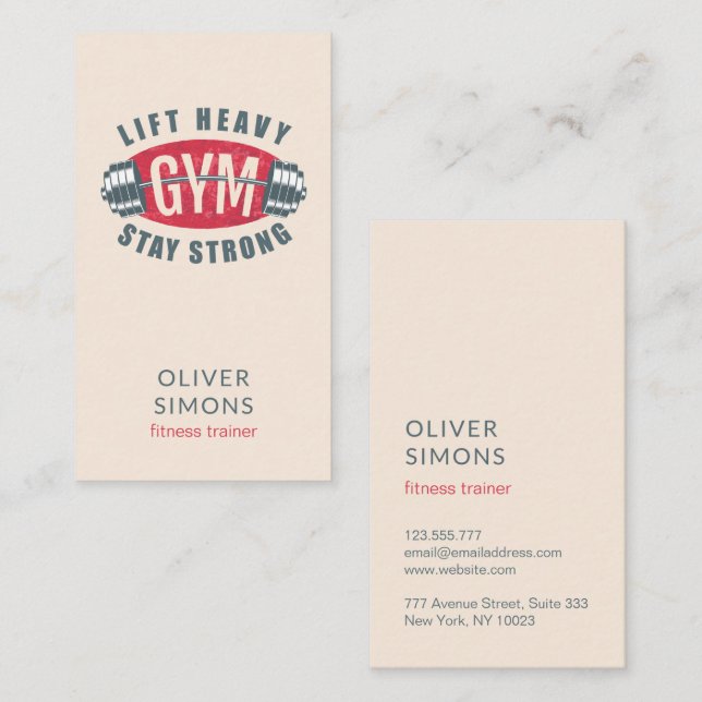 Carte de visite pour entraîneur de fitness (Devant / Derrière)