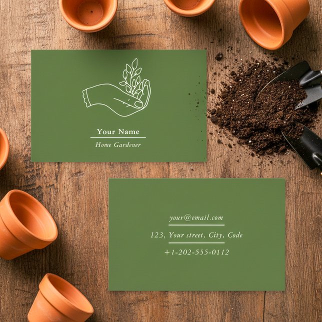 Carte de visite pour entrepreneur de jardinage ama (Home gardener plant business card.)
