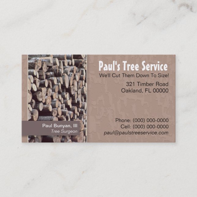 Carte de visite pour entreprise d'arbre/bois de ch (Devant)