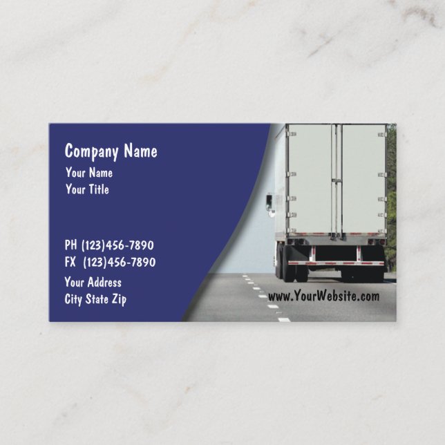Carte de visite pour entreprise de camionnage (Devant)