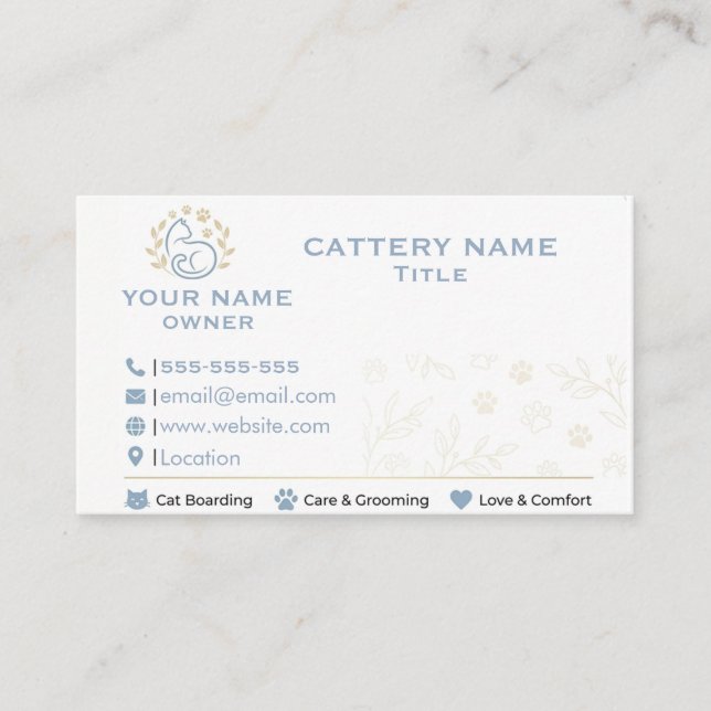 Carte de visite pour entreprise de chatterie minim (Devant)