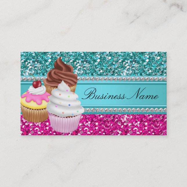 Carte de visite pour entreprise de Cupcake Sparkle (Devant)
