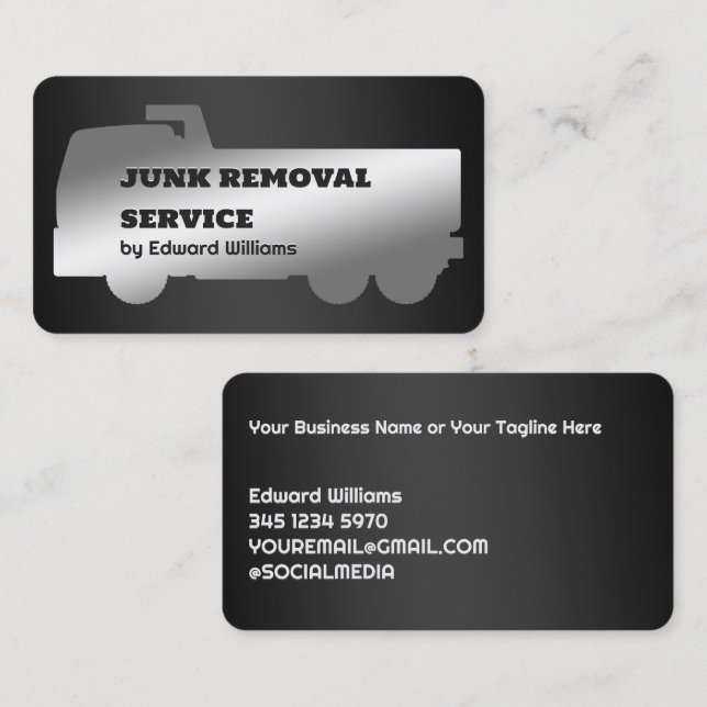 Carte de visite pour entreprise de déblaiement de  (Devant / Derrière)