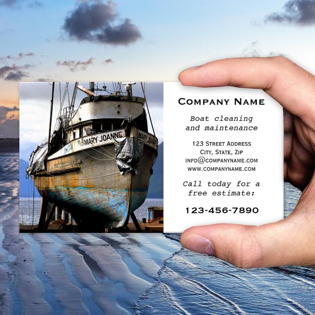 Carte de visite pour entreprise de nettoyage de ba (Business card for a company specialized in maintenance and cleaning of boats)