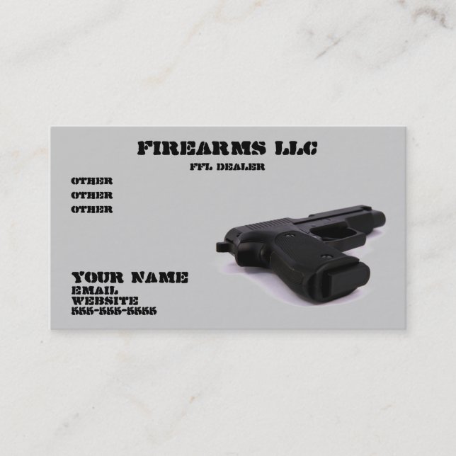Carte de visite pour entreprise de pistolet (Devant)