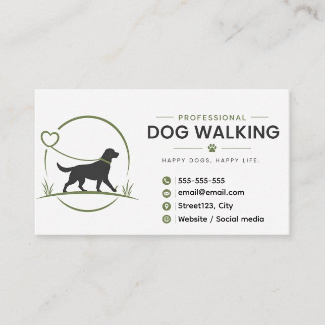 Carte de visite pour entreprise de promenade de ch (Devant)