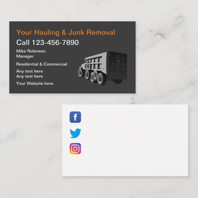 Carte de visite pour entreprise de services de déb (Devant / Derrière)