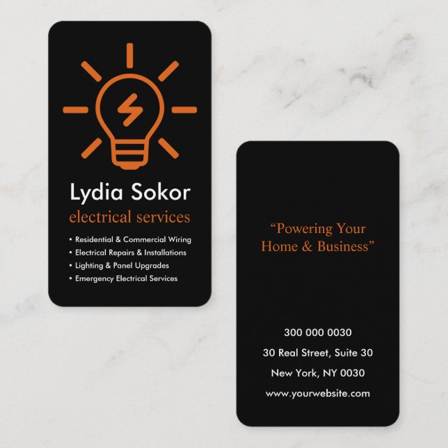 Carte de visite pour entreprise de services électr (Devant / Derrière)