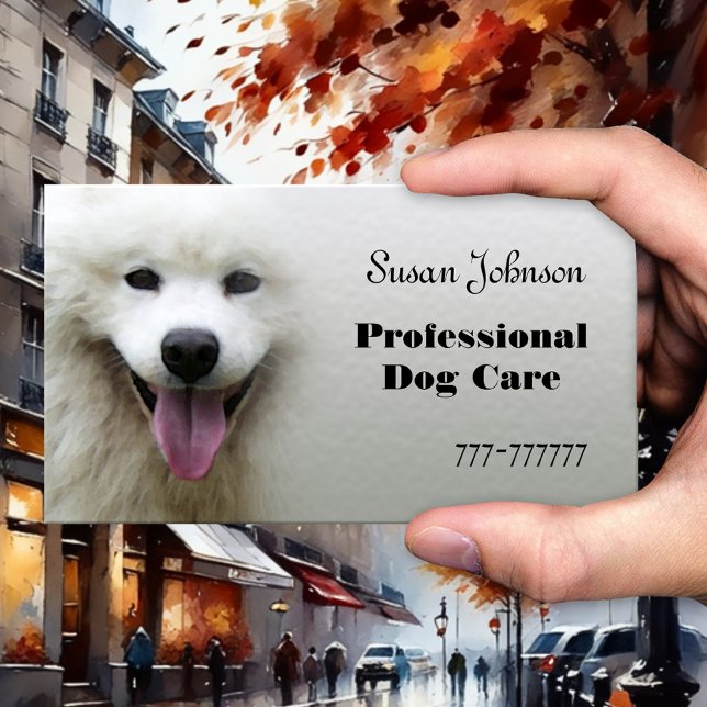 Carte de visite pour entreprise de soins canins pr (Business card for a professional dog walker or someone grooming and caring for dogs)